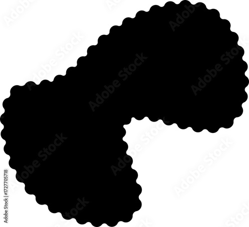 Abstract black shape featuring gentle curves and a simple, fluid form.