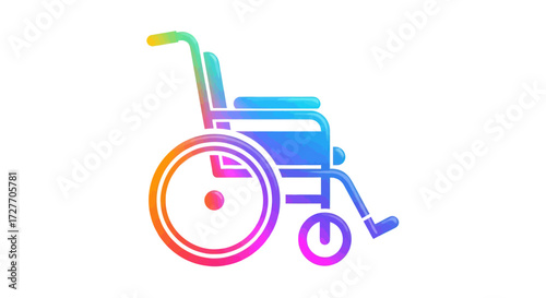 Colorful Rainbow Gradient Wheelchair Icon for Mobility Assistance.