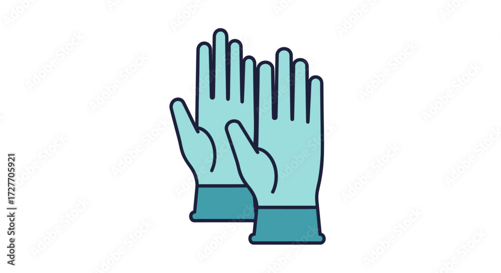 Obraz premium Pair of Light Blue Protective Gloves with Dark Blue Cuffs.