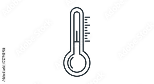 Simple Line Art Illustration of a Thermometer Measuring Temperature.