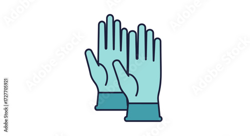 Pair of Light Blue Protective Gloves with Dark Blue Cuffs.