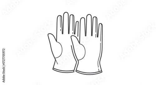 Simple Line Drawing of a Pair of Protective Gloves.