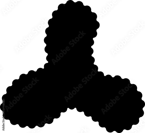 Irregular black form with soft, flowing curves and an organic, dynamic contour that enhances its fluid appearance.