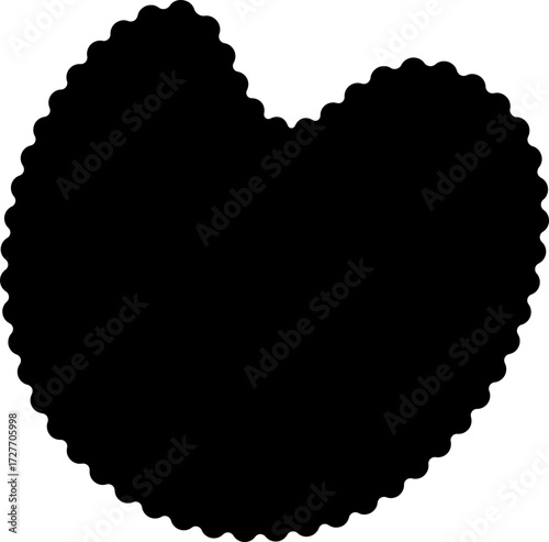 Freeform black silhouette with an undulating shape and a soft, organic flow that gives a sense of movement.