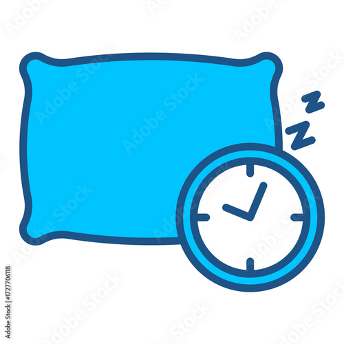 Clock Icon In Blue Monochrome Flat Design, Vector Illustration