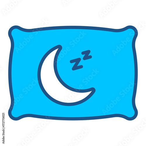 Sleeping Icon In Blue Monochrome Flat Design, Vector Illustration