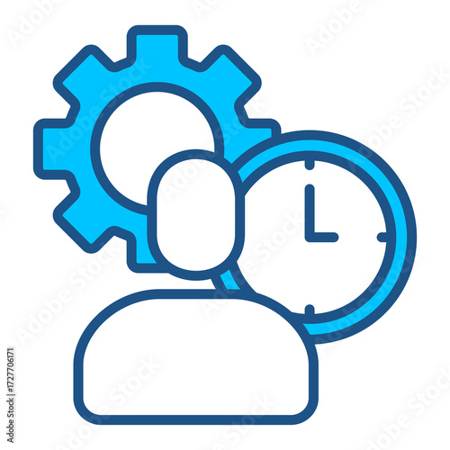 Time Icon In Blue Monochrome Flat Design, Vector Illustration