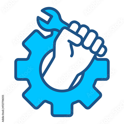 Repair Icon In Blue Monochrome Flat Design, Vector Illustration