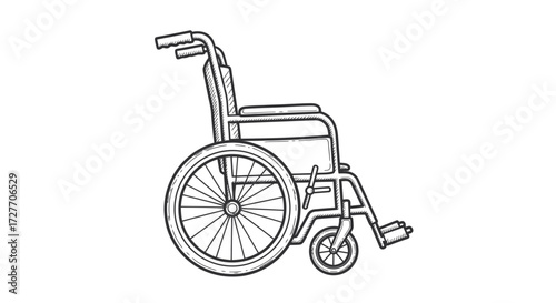 Line Drawing of a Standard Wheelchair.