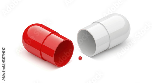 Open Red and White Capsule Pill.
