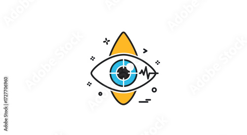 Stylized Eye Icon with Target and EKG Waveform.