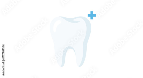 Healthy Human Tooth with Plus Sign Icon.