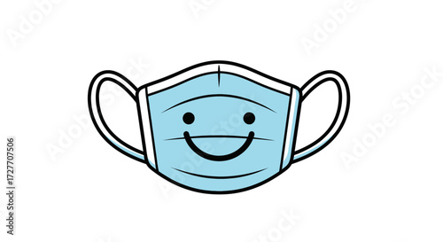 Cartoon Face Mask with Smiling Expression for Protection.