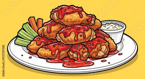 Chicken Wings with Sauce.