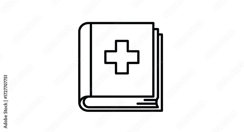 Fototapeta premium Medical Textbook with Cross Symbol - Healthcare Education Resource.