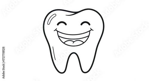 Cartoon Tooth with Happy Expression.