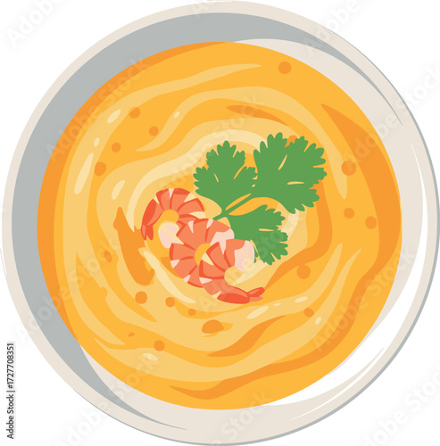 Brazilian food of vatapá in a bowl with garnish on transparent background