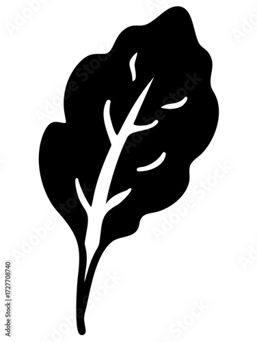 Baby spinach silhouette simple isolated black vector icon PNG transparent background