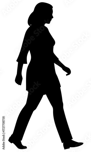 Woman walking silhouette minimal black vector illustration isolated for digital design and creative projects