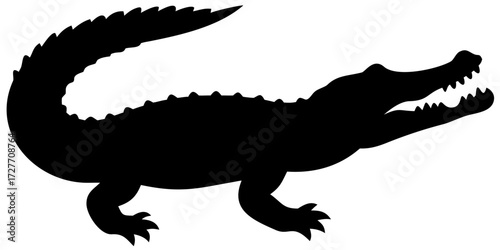 alligator silhouette simple isolated PNG vector for wildlife, nature, and digital design projects