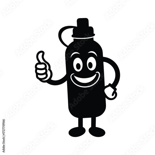 water bottle giving a thumbs up sillhouette vector.eps