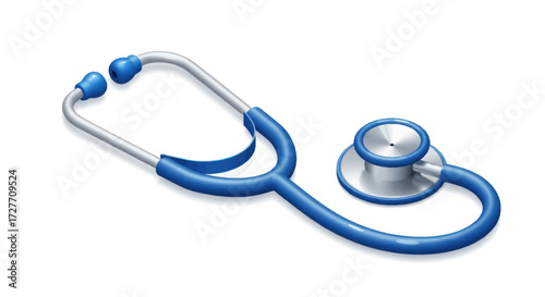 Professional Blue and Silver Medical Stethoscope for Healthcare Examination.