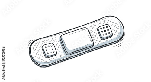 Hand-drawn Adhesive Bandage Illustration for First Aid.