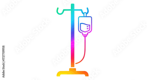 Colorful IV Drip Stand with Bag Medical Treatment Equipment.