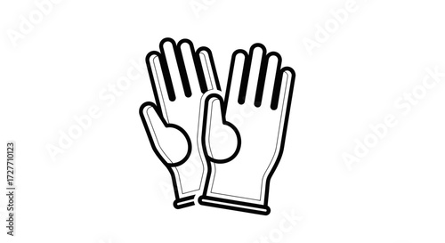 Pair of protective gloves outlined in black safety equipment for hands.