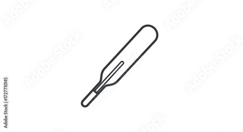Simple Black Outline of a Medical Thermometer.