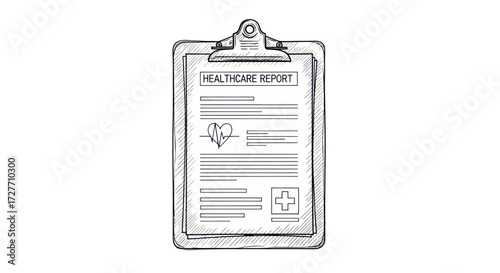 Detailed Hand-Drawn Healthcare Report on Clipboard.