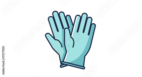 Pair of Light Blue Protective Rubber Gloves.