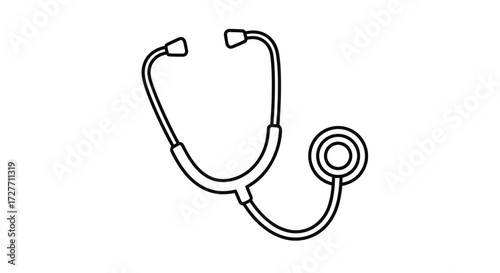 Simple Line Art Illustration of a Stethoscope for Medical Use.