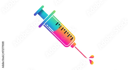 Colorful medical syringe with liquid drops healthcare concept.