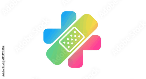 Colorful Medical Cross with Bandage Illustration.