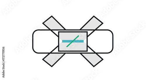 Abstract Illustration of a Bandage with Crossed Tape.