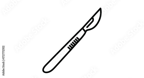 Scalpel Line Art: Surgical Instrument with Blade and Handle.