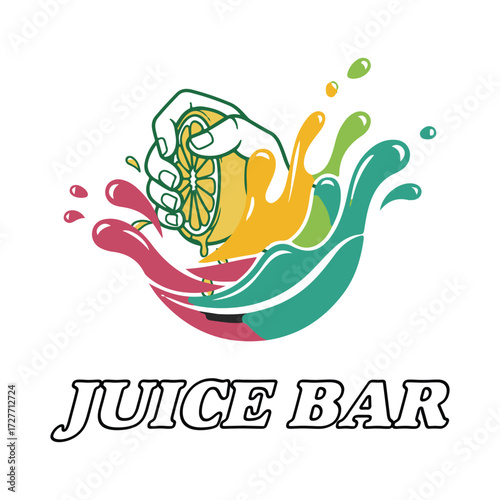 Dynamic Juice Bar Logo with Lemon Squeeze Splash - Fresh Drink Concept