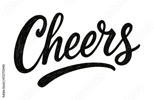Cheers lettering hand drawn script with vibrant black calligraphy design