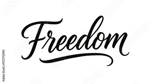 Elegant handwritten freedom script with flourishes