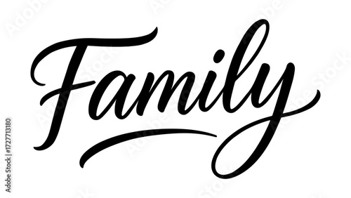 Elegant script family word art with modern calligraphy design