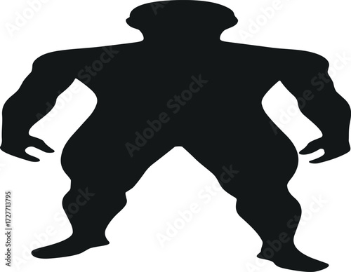 Human silhouette, standing figure, black illustration, anatomical pose, body outline, design template, posture reference