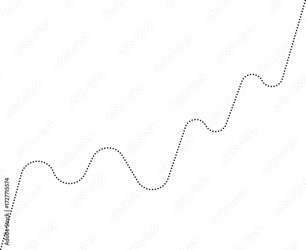 Obraz premium Rounded dotted line chart with a graphical wave pattern, showing smooth transitions and fluctuations in data.