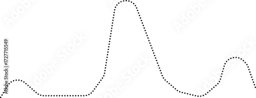 Rounded dotted line chart with abstract wave-shaped elements, representing fluctuating data in a smooth, continuous pattern.