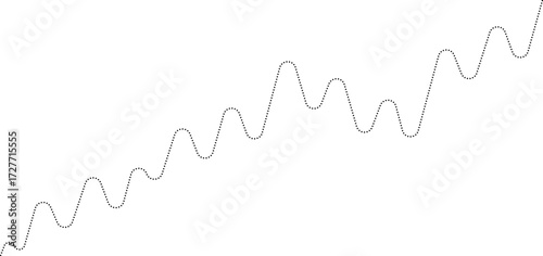Rounded dotted line chart depicting a business data trend with a rising trajectory, indicating positive growth in data.