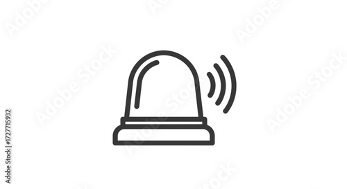 Flashing emergency siren light a simple black line art vector icon for alerts.