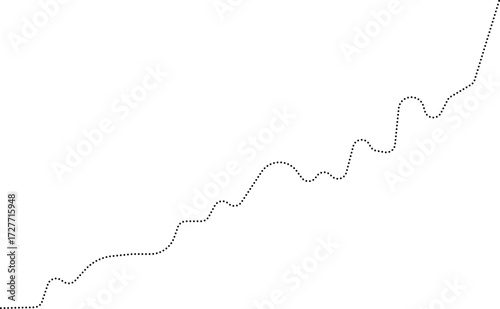 Rounded dotted line graph displaying a minimalistic step rise pattern reflecting growth.