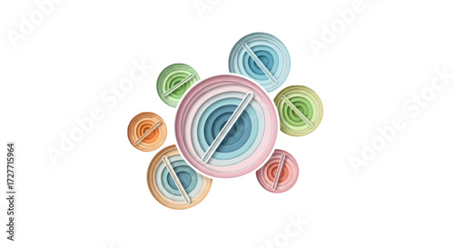 Colorful Paper Quilling Circles in Artistic Arrangement.
