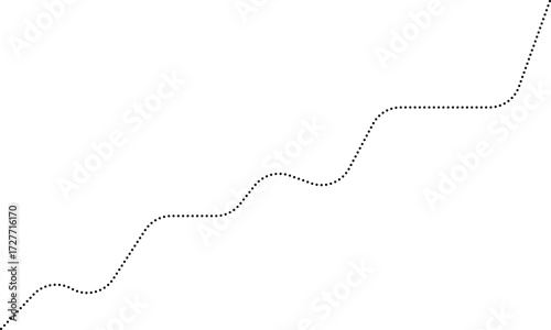 Rounded dotted line graph showing an upward curve line design, representing growth over time.