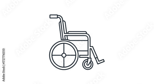 Simple Line Art Wheelchair Icon Illustration.